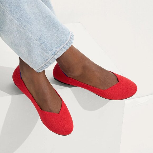 Rothy's The Flat Bright Red Classic Round Toe Flat 7.5